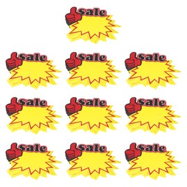 MECCANIXITY Star Burst [Sale] with Thumb Signs Price Tags Star Pricing Labels 3.5 x 2.8 Inch Red Border Yellow Color for Retail Sales Pricing 100 Pcs