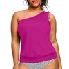 Women Plus Size Tankini Tops - 2025 Purple Blouson Tummy