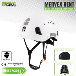 GREEN DEVIL Protective Helmet Work Helmet Hard Hat Adjustable ABS Safety Helmet Lightweight Ventilated Construction Helmet with EN 397 Industrial Helmet