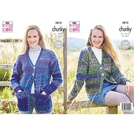 King Cole 5812 Knitting Pattern Womens Long and Short Cardigans in Autumn Chunky, Multi, 32'' - 50''