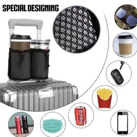 IFUDE 2 Pack Luggage Cup Holders for Suitcases, Free Hands Oxford Cloth Drink Caddy Cup Holder Travel Cup Holder for Flight Attendants Creative Travel Accessories