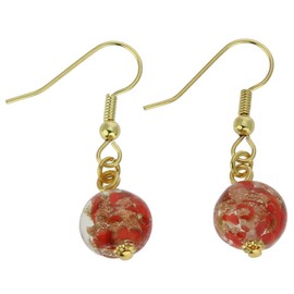 Glass Of Venice Murano Glass Earrings Italian Red Sommerso Sparkling Beads Drop Earrings Handmade Blown Glass - Murano Glass Earrings for Women