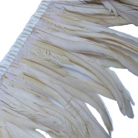 Sowder Rooster Feather Fringe Trim 12-14" in Width Pack of 1 Yard(Off White)