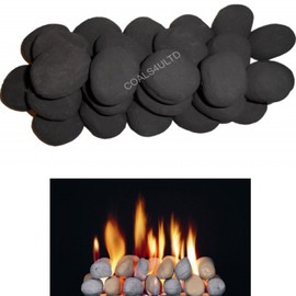 ! 10 Gas fire Ceramic Pebbles Replacements/Bio Fuels/Ceramic (BLACK) IN COALS 4 YOU PACKING