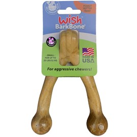 Pet Qwerks Wish BarkBone Dog Chew Toy, Peanut Butter Flavor, Large