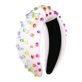 vokone Pickleball Headband Colorful Crystal Embellished Knotted Headband Jeweled Game Day Headbands Sports Fans Accessories Gifts for Women Girls