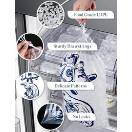 50 Pack 20lb Plastic Ice Bags with Drawstring,28 x 14 inch with Heavy-Duty and Portable Storage Ice Bags (2 Mils Thickness)