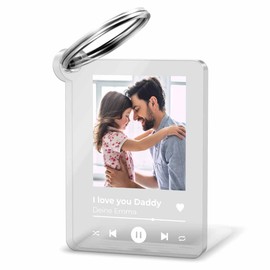 Key Fob in Song Cover Design with Photo and Desired Text Title - Artist or Name, Ideal Gift Idea for Valentine's Day
