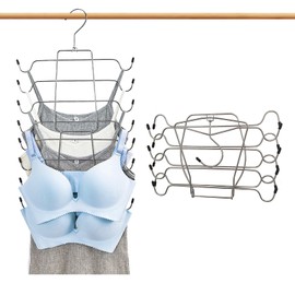 2 Pcs Closet Organizer, 8 Tier Tank Top Hanger and 6 Tier Skirt Hangers with Clips for Women, Bra Tie Jeans Pants and Storage Space Saving, Non-Slip Hanging Sport Bras Holder (2 Clothes hangers)