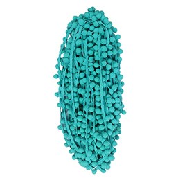 YYCRAFT 10 Yards Ball Fringe 1" Wide Pom Pom Trim Ribbon Sewing(Pom Size 15mm, Teal)