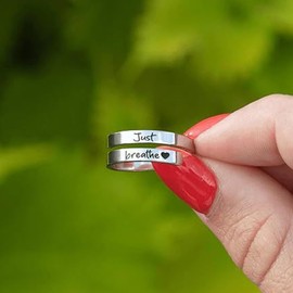 Stocking Stuffers for Teens Just Breathe Silver Rings for Women Stuff Adjustable Stainless Steel Rings Stackable Rings for Women Christmas Teen Girl Gifts