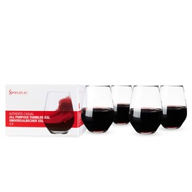 Spiegelau Authentis 22.4 oz All Purpose tumber XXL (Set of 4 Stemless Wine Glasses, 2X-Large (Pack of 4), Clear
