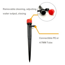 Korty 50 Pieces Adjustable Irrigation Drippers, Adjustable 360 Degree Water Flow Drip Irrigation System,Drip Emitters Perfect for 4/7mm Tube
