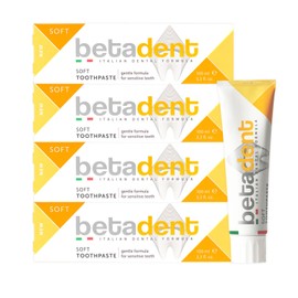 Betadent Set of 4 Soft Teeth for Sensitive Teeth, Relieves Gum Disease and Soothing Effect, with Aloe Vera, Tea Tree Oil and Natural Ingredients, 4 x 100ml