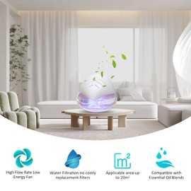 Water Filter Air Washer for Home and Office,Air Cleaner Water Air Purifier with 6x10ml Essential Oil Diffuser & Humidifier, Rainbow Air Washer with LED Mood Light, Air Revitalizer for Smoke and Pets