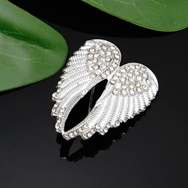 Gleamart White Angel Wing Crystal Brooch Pin for Women Rhinestone Vintage Breastpin for Cardigan Shawl Shirt Hat Bag