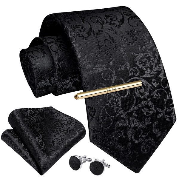 Enlision Men's Ties Black for Wedding Paisley Necktie Formal Business