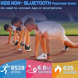 Kids Led Digital Pedometer Watch, Steps Counter, Waterproof Wristwatch, Vibrating Alarm Clock, Stopwatch, Great Gift for Kids Children Teens Girls Boys (Deepblue)