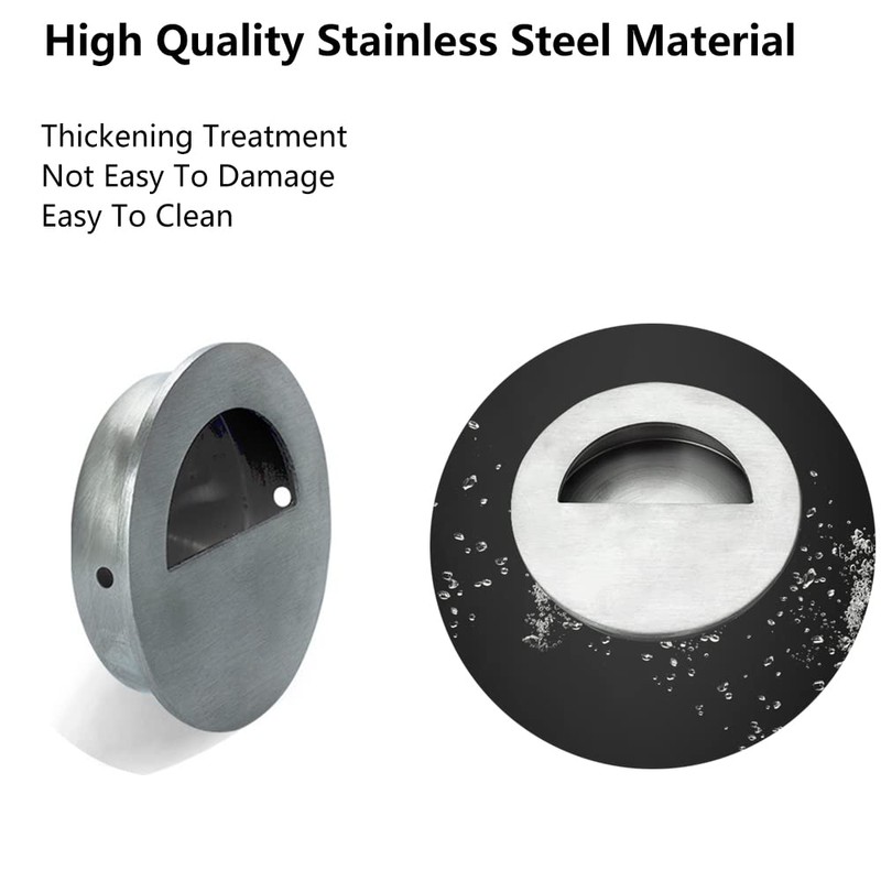 Round Stainless Steel 5 cm Silver Recessed Handle Inlet Handle