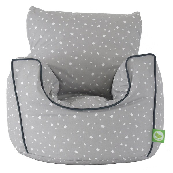 Bean Lazy ® 100% Cotton Small Grey Stars Bean Bag Chair with Filling