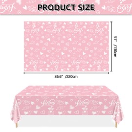 4 Pack Valentines Day Tablecloths, 51x87'' Plastic Disposable Rectangle Valentine Love Heart Table Cover for Valentine's Day Party Decorations Anniversary Proposal Engagement Weddings Decor, Pink