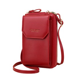 SIETE MARES Women's Smartphone Pouch, Smartphone Shoulder Cross-body Smartphone Pochette Mobile Pouch Wallet, red
