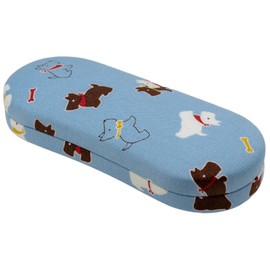 Pearl HO-5 092927 Glasses Case, Hard Type, Spring Type, Dog Pattern, Blue