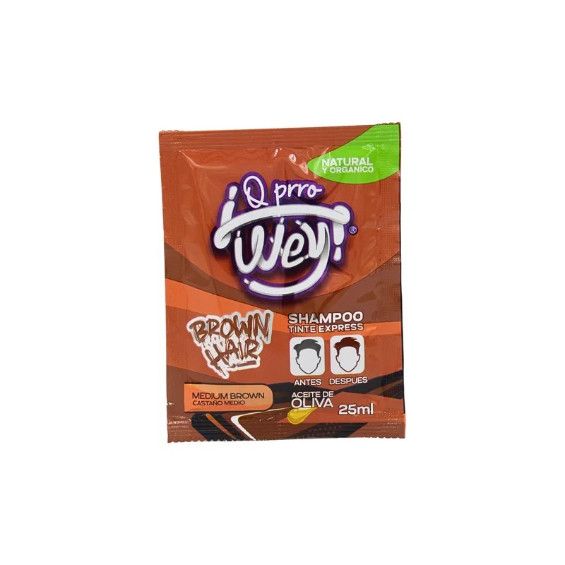 5 Cajas Shampoo Tinte Express Pelo, Castao Medio, 50 Sobres