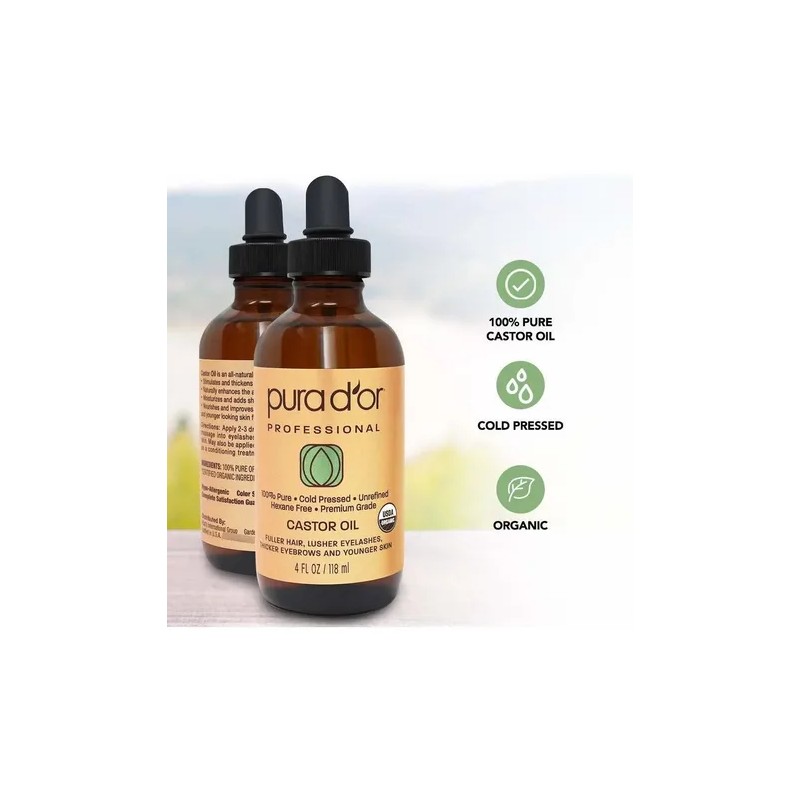 Pura D'o Aceite De Ricino (4 Oz) 100% Puro Usda