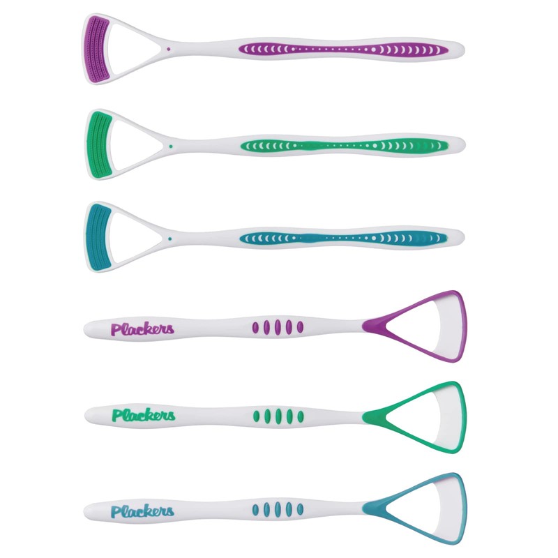 Tongue Cleaner Plackers Micro Tongue Cleaner 2 Pack, Assorted Colors