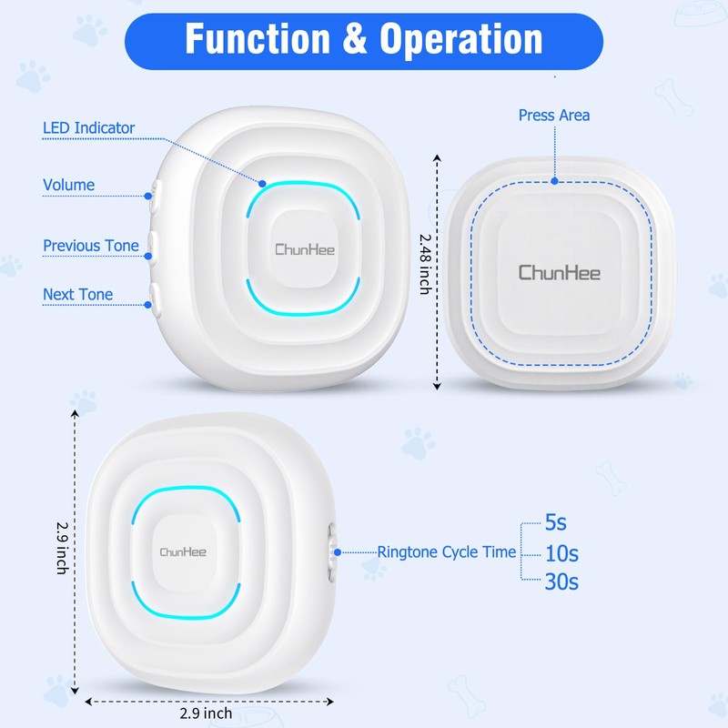 ChunHee Dog Door Bell for Potty Training –Smart Wireless Dog