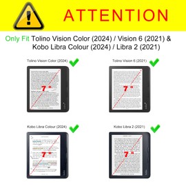 Fintie Case for Tolino Vision Color (2024) / Kobo Libra Colour (2024) 7 Inch eReader - Super Light Soft TPU Back Cover Protective Case with Auto Sleep/Wake and Magnetic Closure, Fabric Dark Grey