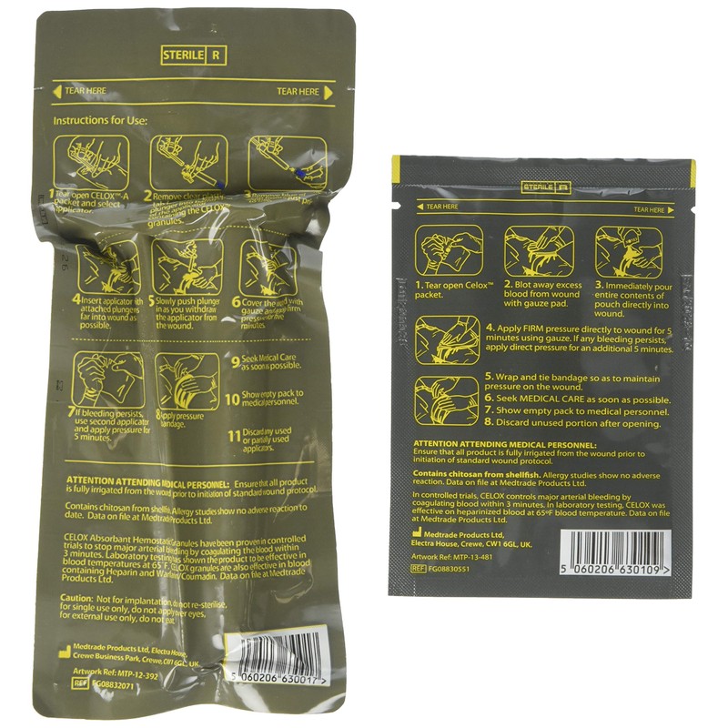 CELOX Emergency Wound Bundle: Blood Clotting Granule Applicator and Plunger