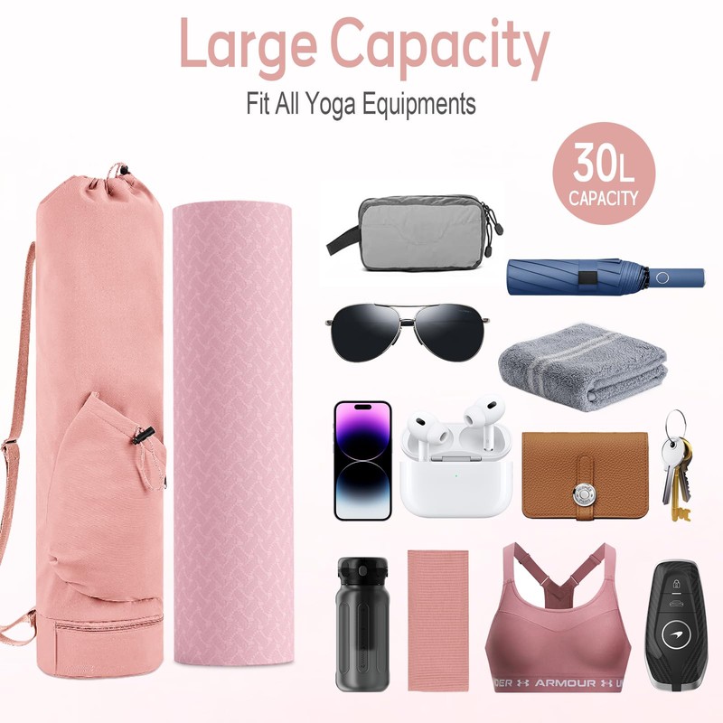 Hensych Yoga Mat Bag, Yoga Mat Holder with Bag, Multi-Function