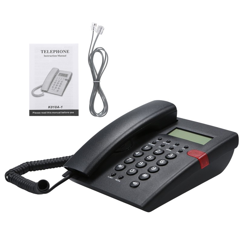Desktop Battery-free Landline Telephone with Caller Identification Adjustable LCD Screen