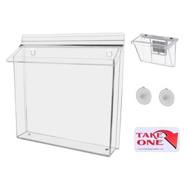 Marketing Holders Outdoor Brochure Holder with Suctions Cups for 11" x 8.5" Flyers and 3.5" x 2" Business Cards Window Mount Clear Acrylic with Take One Sticker