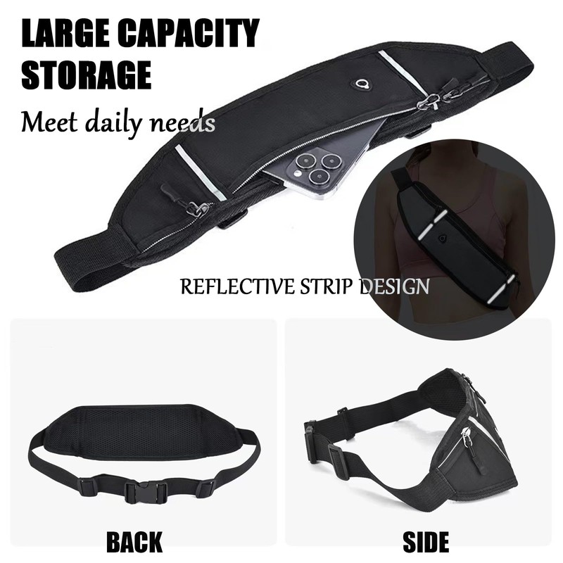 JSTHHTT 2 Pcs Running Belt with Waterproof Adjustable Elastic Strap,