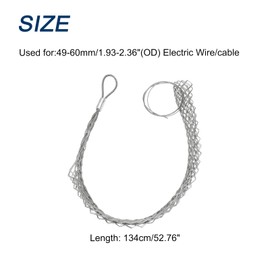 sourcing map 49-60mm OD Cable Pulling Socks Grip 1.34m Wrap-Type Side Pull Wire Mesh Puller Socks Grip Stainless Steel Wire Pulling Tools