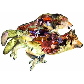 Wolf on The Run Shaped 1000pc Jigsaw Puzzle by Dennis Rogers