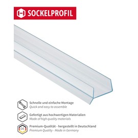 Gedotec Plinth Profile Plinth Trim Profile for 18 and 19 mm Wood Thickness with Sealing Lip | Transparent Plastic | Kitchen Seal Length 2000 mm | 1 Piece - Base Sealing Profile Built-in Kitchen