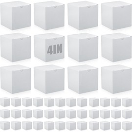 Zhehao 48 Pack Colorful Gift Boxes Small Cardboard Gift Boxes with Lids Bulk Square Kraft Paper Cube Box Assemble for Candles Wedding Presents Easy Birthday (4 x 4 x 4 Inch,White)