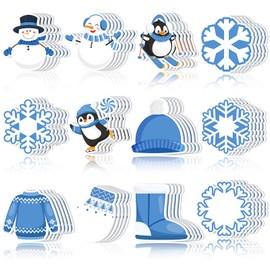 Zhanmai 1200 Pcs Christmas Winter Sticky Notes Bulks Snowman Penguin Snowflake Notepad Sets Christmas Winter Memo Pad Notes Winter Self Sticky Notes for Kids to Do List Work Study Party Gifts