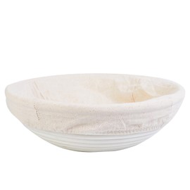 Bread Banneton Proofing Basket & Liner Dough Rising Rattan Handmade Rattan Bowl-Oval, 2 Pcs (Round)