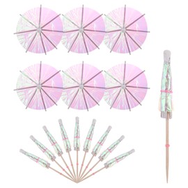 MECCANIXITY 24 Pcs Color Film Drink Umbrellas Cocktail,3.9 Inch Cocktail Picks Toothpicks Colorful Mini Paper Umbrellas for Drinks Cupcake Beach Party Decorations