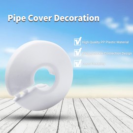 MroMax Fit 0.39" Outer Diameter Flange Water Pipe Cover Decoration White Pipe Cover Radiator PP Plastic 12mm Escutcheon Pipe Collar for Wall Pipe Tube Decoration 6Pcs
