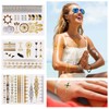 Tattoo, Waterproof, Metallic, Temporary Tattoo, 16 Sheets in Gold Silver