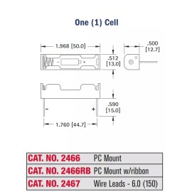 Keystone 1 x AAA Keystone 2467 Battery Cell Holder Case Enclosure Mount with 6" Wires