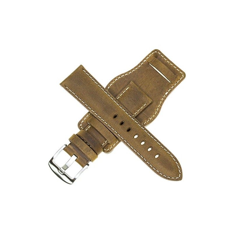 16mm German Military Aviator Watch Strap Swiss Army Brown Leather