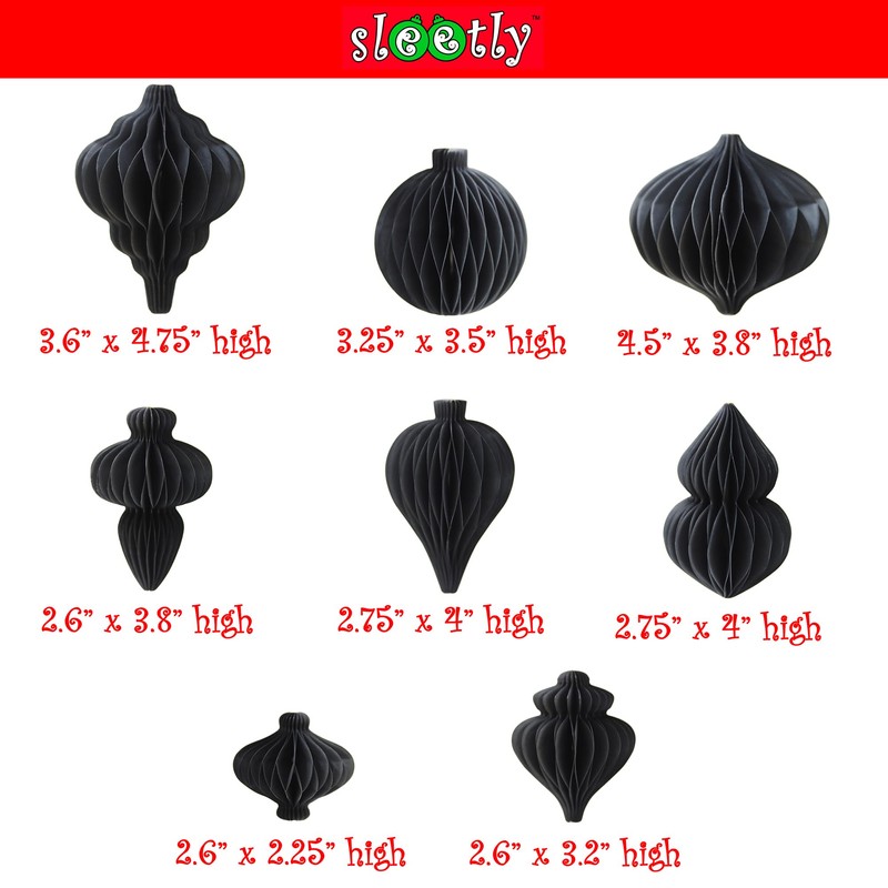 SLEETLY 8pk Paper Ornaments for Christmas Trees, Hanging 3D Honeycomb