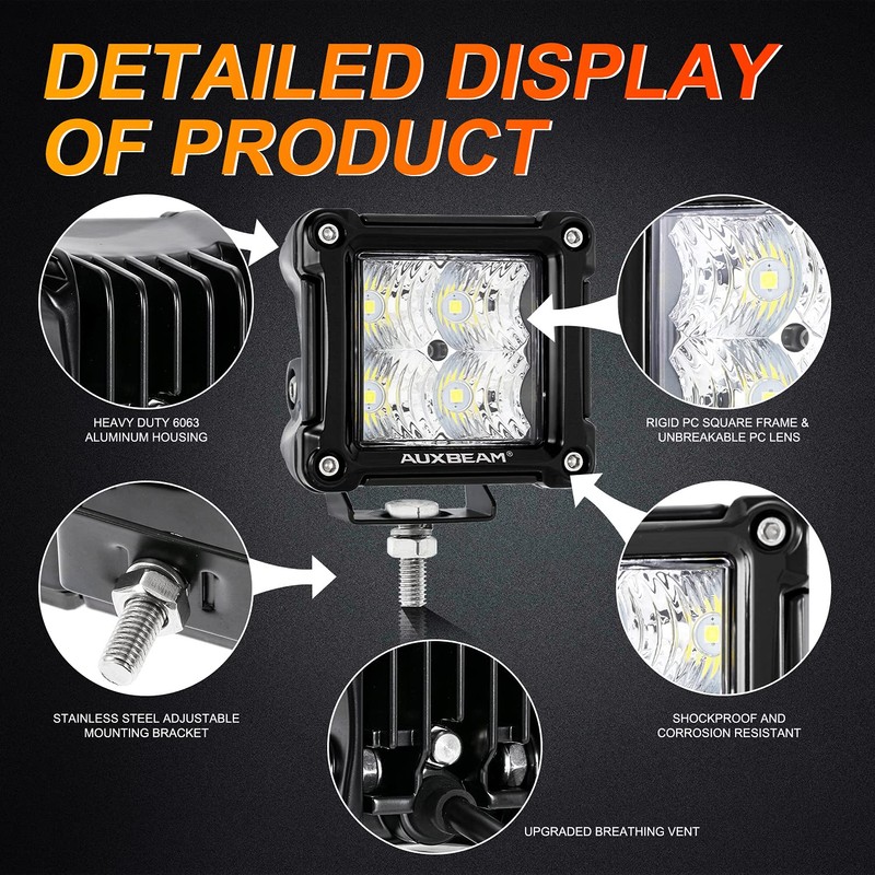 Auxbeam FA Series 3 Inch LED Pods Flood Beam 40W
